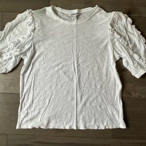 EXPRESS WOMENS RUFFLED SHORT SLEEVE SHIRT TOP